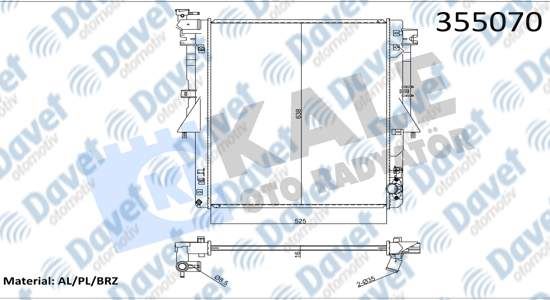 MGA-80719 Su Radyatoru Brazing M/T ( Mitsubishi  L200 Su 2.4 Di-D 4n15  2015-/ Manuel / Fiat  Fullback 2.4d 2016-/)   525×638x16
